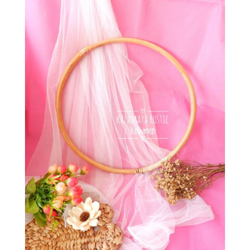 Jual Ring Rotan Bunga Dekorasi Custom Nama Lingkaran Ranting Hias Rustik Lamaran Arch Rustic