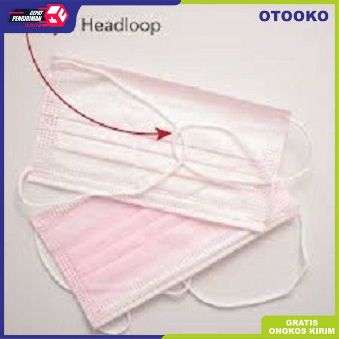 Masker 3 Ply 3ply Headloop Hijab Orlee Original Pink isi 50