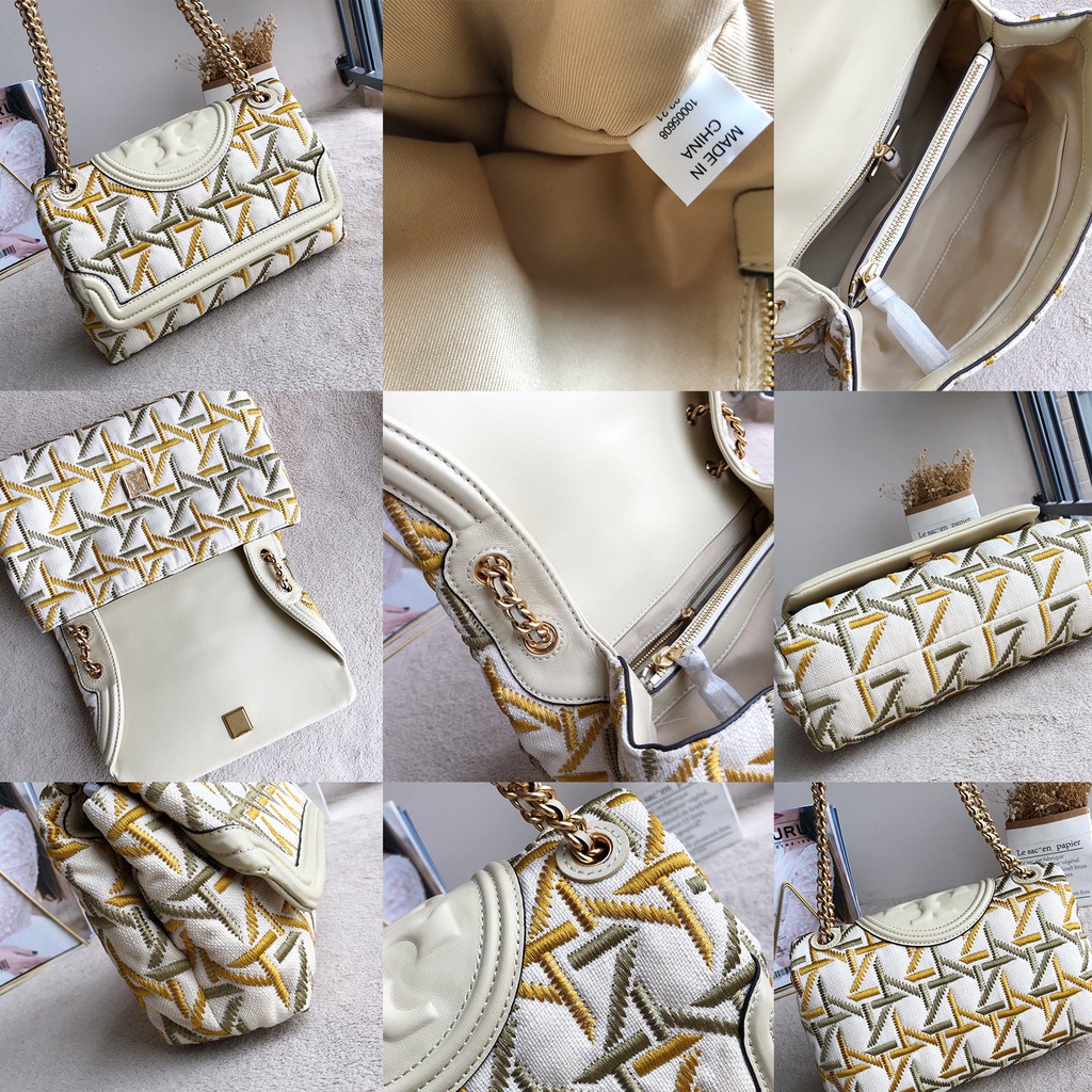 Original TB embroidered sheepskin lady shoulder bag cross-body bag