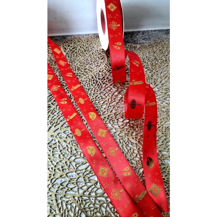 

Pita Hiasan Chinese New Year Imlek / Pita Imlek RedGold 2cm