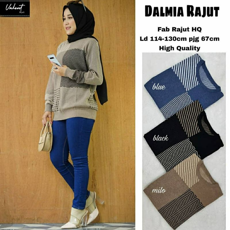 Dalmia Rajut, BLOUSE RAJUT WANITA JUMBO CANTIK BAHAN RAJUT IMPORT LD 114-130 TERMURAH BESTSELLER OOTD TERLARIS