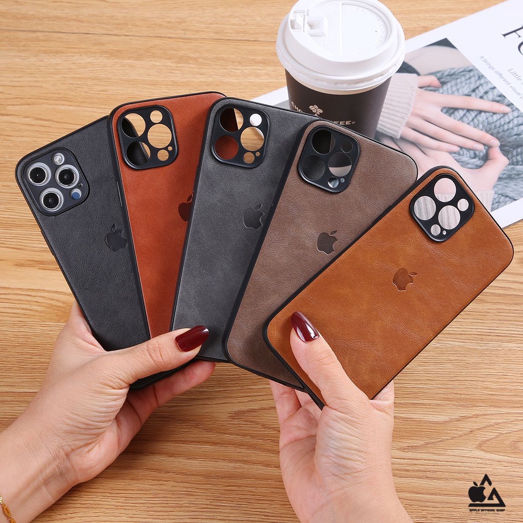 Soft Case Leather Kulit IPHONE 11 PRO 11PROMAX 12 PRO 12 PROMAX 7 8 SE2 13 PRO 13 PROMAX XR X 7+ XS MAX 8+ X 6 6+ Softcase Bahan Kulit With Logo Silicone Silikon Hardcase