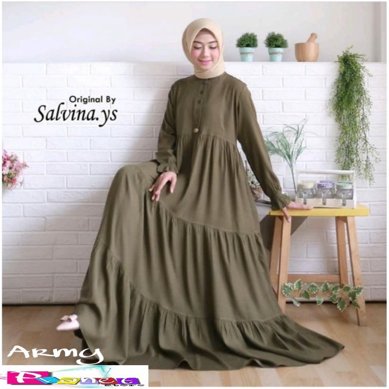 Gamis Salvina Rayon Import Original (Ory) Standar LD 110 cm