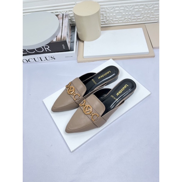 sendal flatshoes wanita terbaru kekinian  bahan dove 2cm LOUISDEAR B123