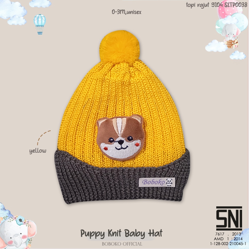 BOBOKO Topi Bayi Rajut Puppy Knit Baby Hat 0-4 bulan