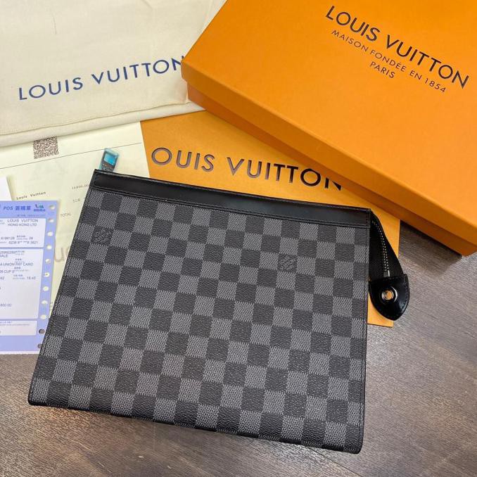 Jual Clutch Lv louis Vuitton Clutch - Handbag Pria Kulit Sapi Asli Kasual  61693 clutch pria / Tas tangan