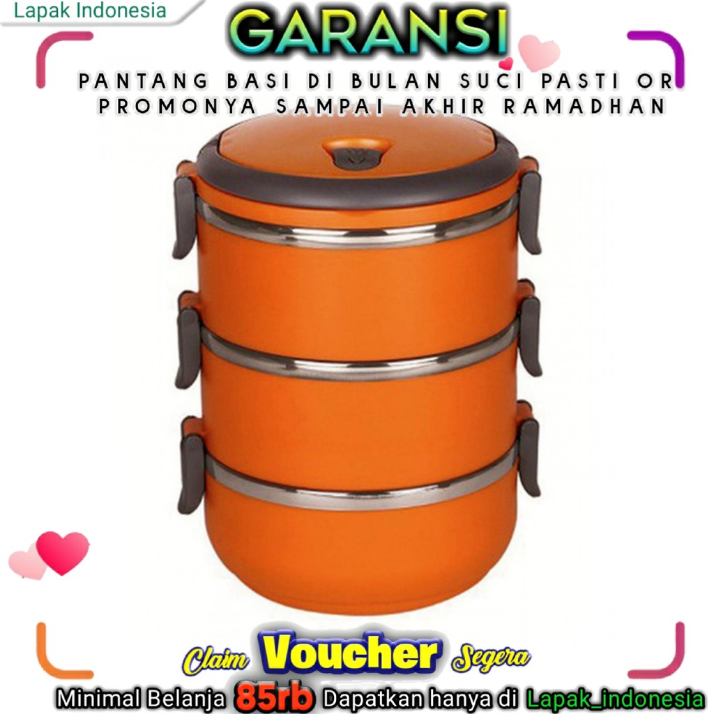 Tempat Makan Anti Tumpah 3 Susun Stainless