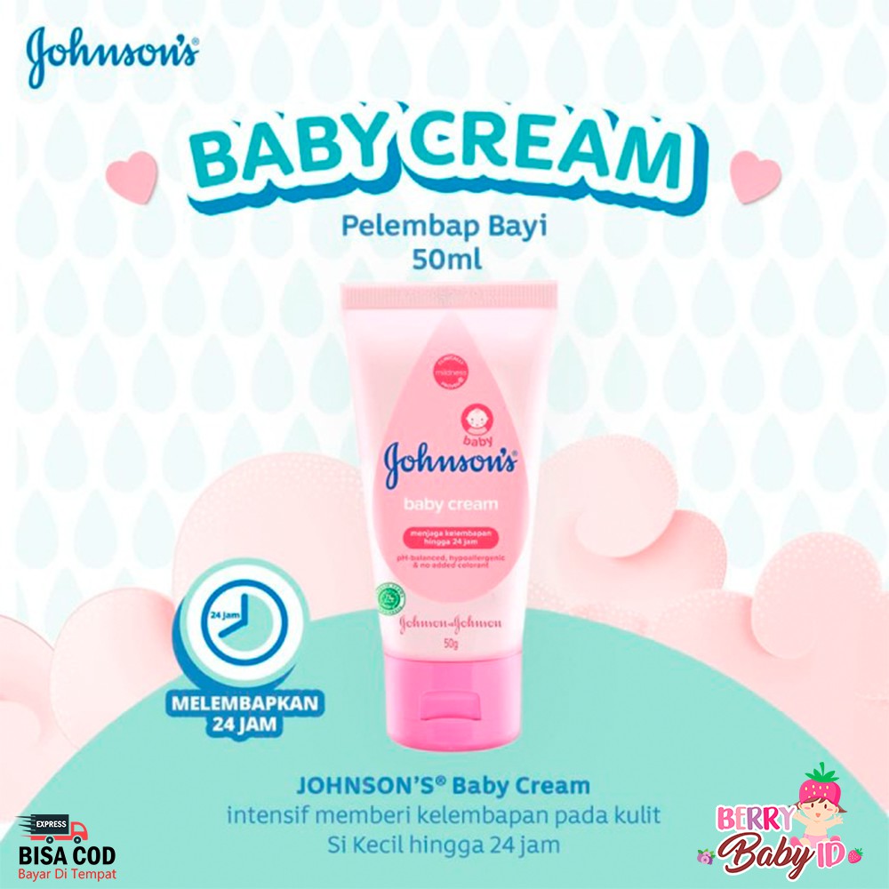 Johnson's Baby Cream Krim Lotion Losion Bayi Hypoallergenic Johnson's Berry Mart