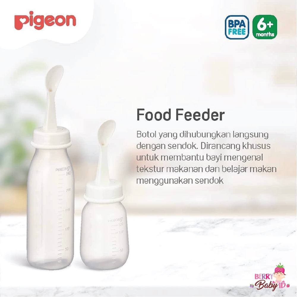 Pigeon Weaning Bottle Spoon Baby Food Feeder Botol Sendok Bayi BPA Free 6m+ 120ml 240ml Berry Mart