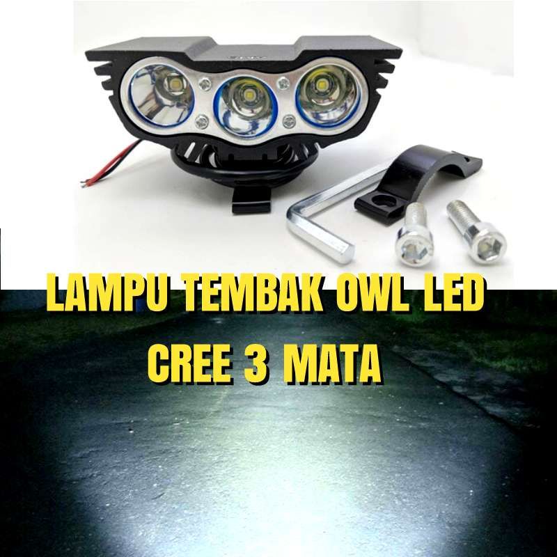 lampu tembak lampu sorot led cree 3 mata owl ultrafire super terang 3 mode Trabas Trail Touring