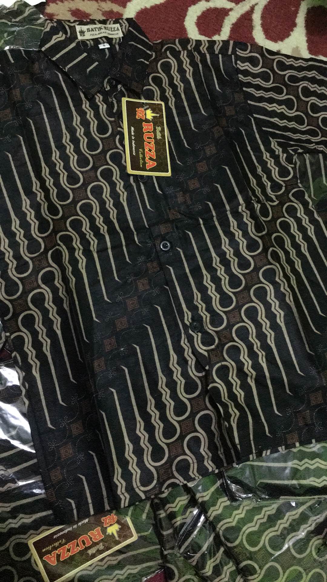 Ruzza Batik Anak Ukuran 0-15 Tahun Kemeja Motif Liris Seno Kawung Sogan Mocca Coklat Baju Laki-laki