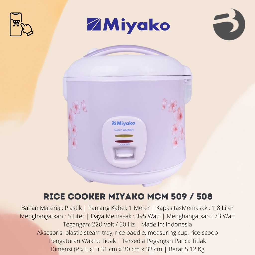 MAGICOM / Magic com / RICE COOKER MIYAKO MCM 509 / 509 TS 1.8 LITER