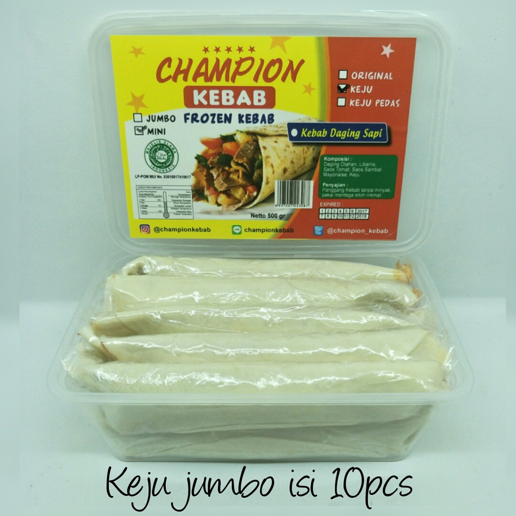 

KEBAB FROZEN KEJU JUMBO ISI 10PCS HALAL MUI NO. 03010017410617.