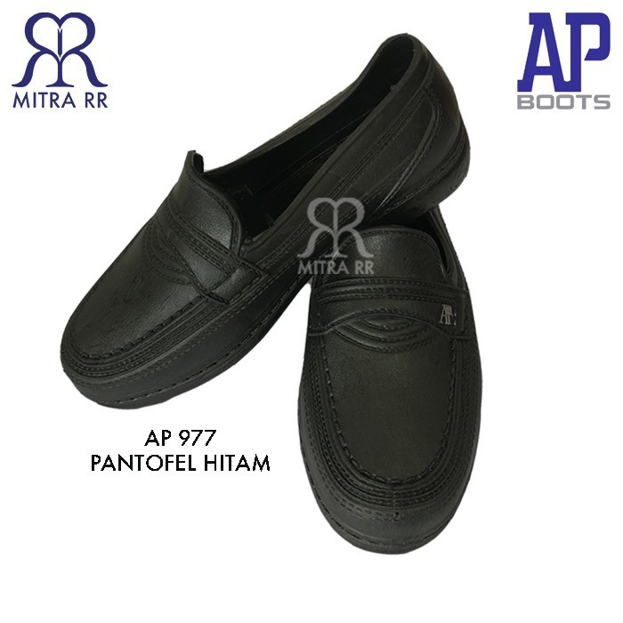 AP 977 AP Boots Sepatu Pantofel Karet Anti Air Ori Hitam