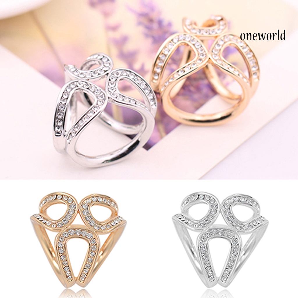 OW@ Scarf Buckle Clip Simple Easy Matching Alloy Three-ring Rhinestone Shawl Holder for Shopping Travel