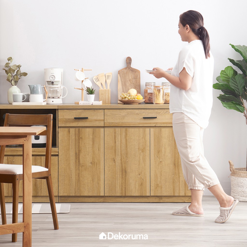 Dekoruma Kiva Kitchen Sideboard - Lemari Kabinet Dapur Bawah 3 Pintu Minimalis