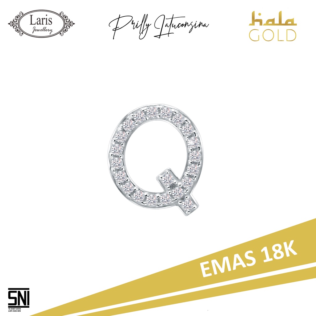 Liontin Huruf Q Prilly Latuconsina x Lop U Collection Halagold - Liontin Emas Huruf 18k