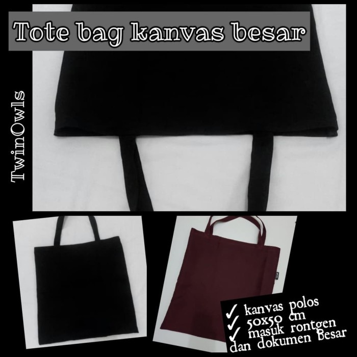 Terlaris totebag kanvas polos besar 50x50 cm / tas rontgen / totebag rontgen