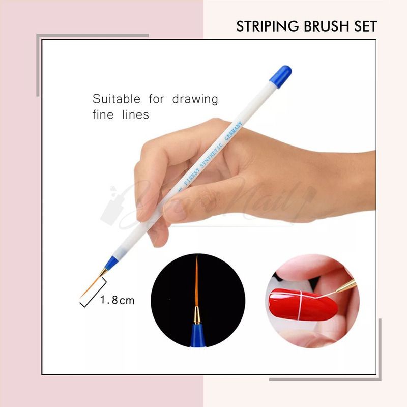 Striping brush set 3pcs stripping brush kuas nail art stripe liner