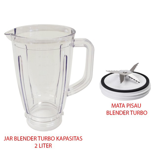 Jar Plastik Blender Turbo Kapasitas 2L Dengan Mata Pisau Blender Turbo