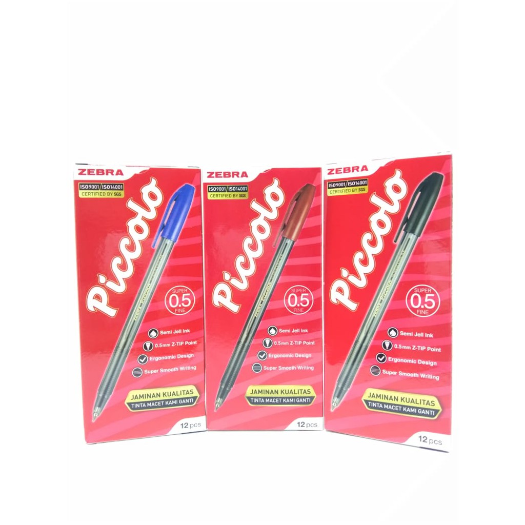 

TERMURAH!!!BALLPEN / PULPEN / BALLPOINT FINE ZEBRA PICCOLO PERPAK ISI 12 PCS