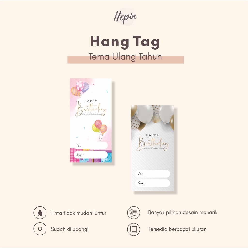 

bisa custom/cetak hang tag tema ULANG TAHUN/murah/labe tag baju