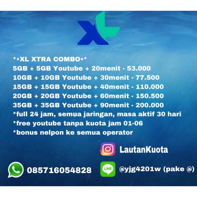 PAKET DATA INTERNET XL KUOTA XL XTRA COMBO 10GB