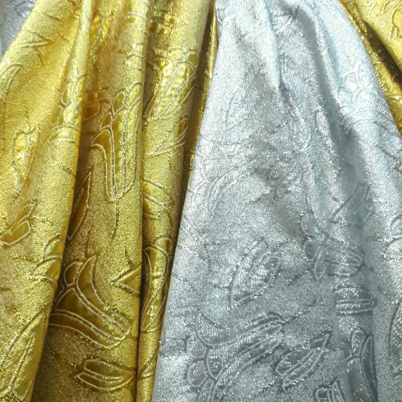 Bahan Lame motif/Kain Lame motif/Bahan Lame/gold/silver