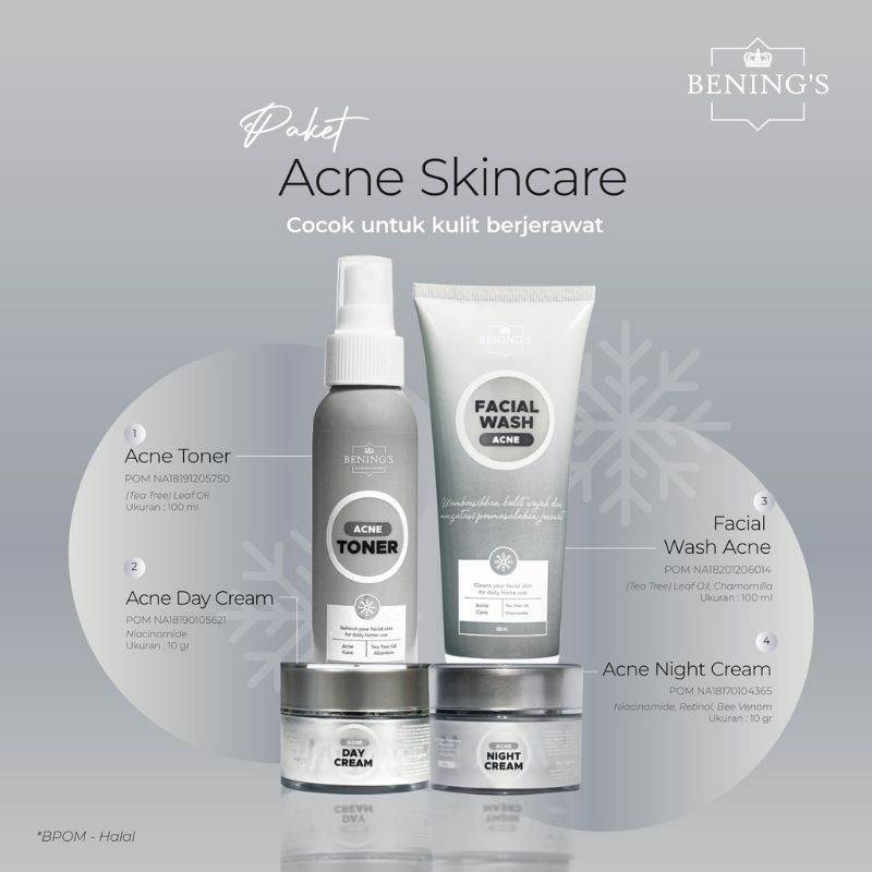 BENINGS SKINCARE DR OKY PRATAMA PAKET EXLUSIVE BRIGHTENING ACNE | BENINGS CLINIC | BENING'S SKINCARE-PAKET ACNE REMAJA