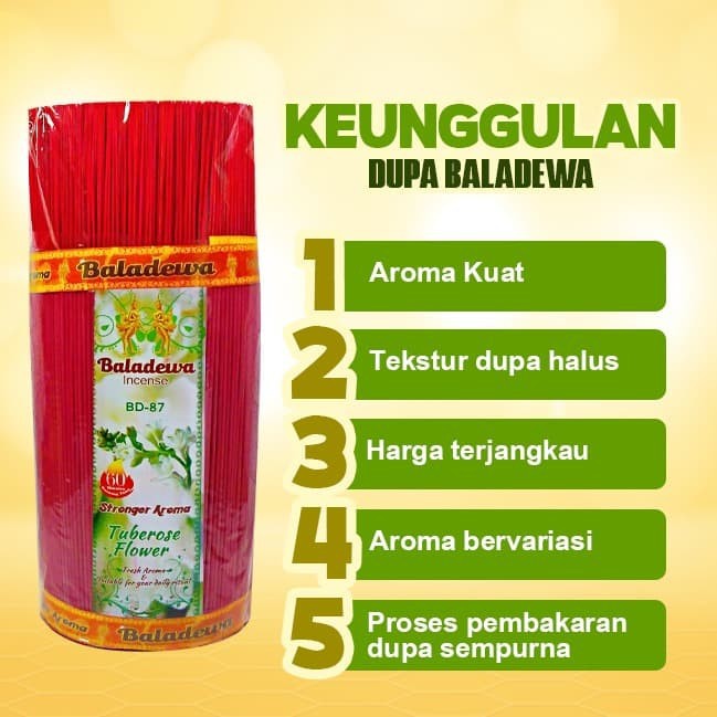 Dupa/ Hio Wangi Harum Baladewa 39 cm 5 Kg 1.4 mm Tuberose merah