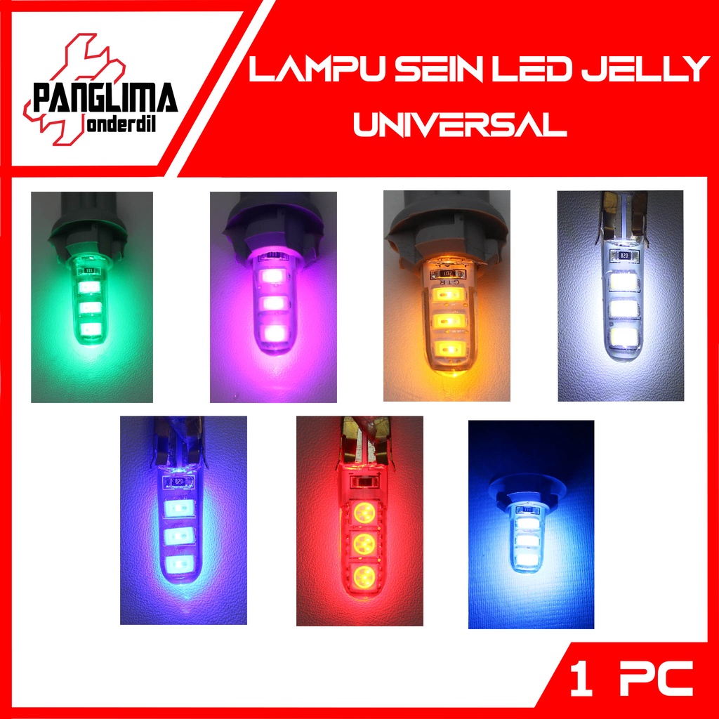 Sein Jelly LED T10 Universal-Untuk Semua Jenis Motor Sen-Lampu Senja-Kota-Mundur-Speedometer-KM Motor-Mobil Kabin  Diam-Flash/Kedip-Strobe-Strobo Putih-Biru-Ice Blue-Merah-Hijau-Kuning-Pink