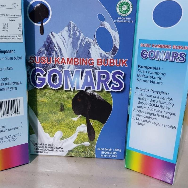 

Baru Susu Kambing Bubuk Gomars putih BPOM Dijamin Original 100% / Susu kambing kaya akan kalsium dan fosfor yang berguna bagi pembentukan tulang