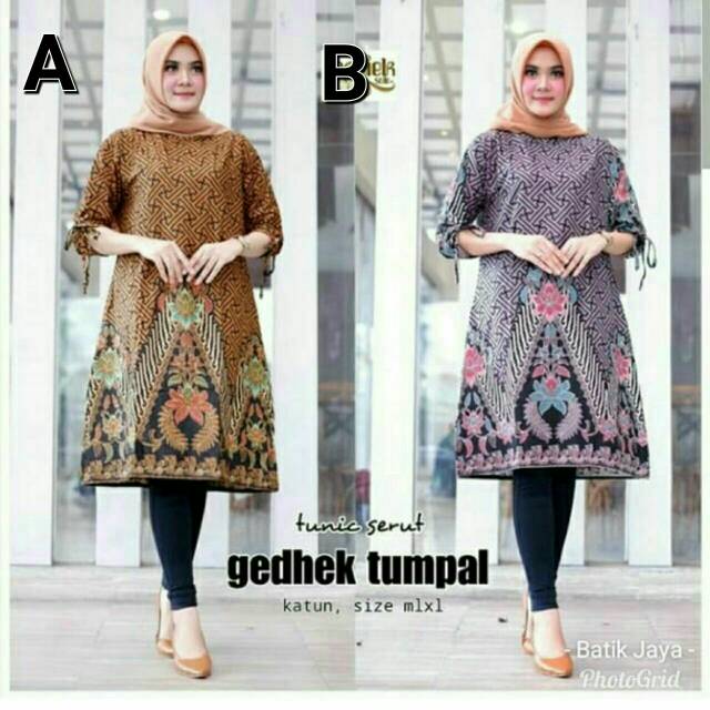 Tunik Batik Motif Gedhek Tumpal Terviral di SHOPPE TUNIC NAVBOR YELBOR WHITBOR CREAMBOR TUNIK BATIK MODERN