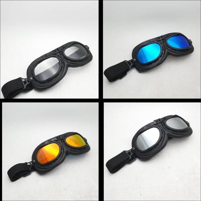 Kacamata Helm Model Pilot Skuter Klasik Retro