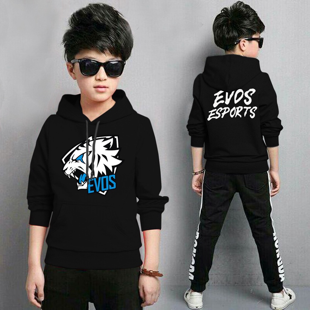 Jaket Anak Laki Laki/Jaket Anak Terbaru/Hoodie Anak Evos Esport Anak Gaming Bahan Fleece Tebal 4-11 TAHUN