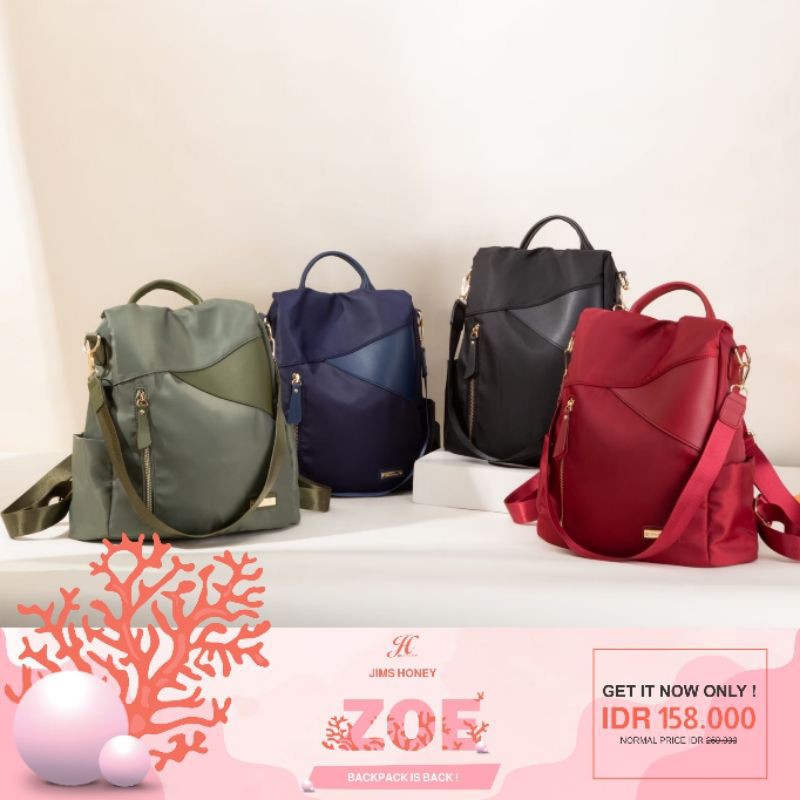 Zoe Backpack Tas Rangsel Slingbag handbag Anti Air Jims Honey