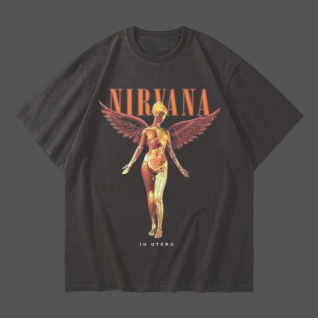 NIRVANA IN UTERO VINTAGE STYLE OVERSIZED T-SHIRT BAND NIRVANA