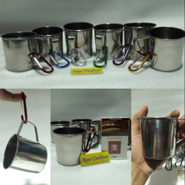 gelas stainless gelas mini camping carabiner