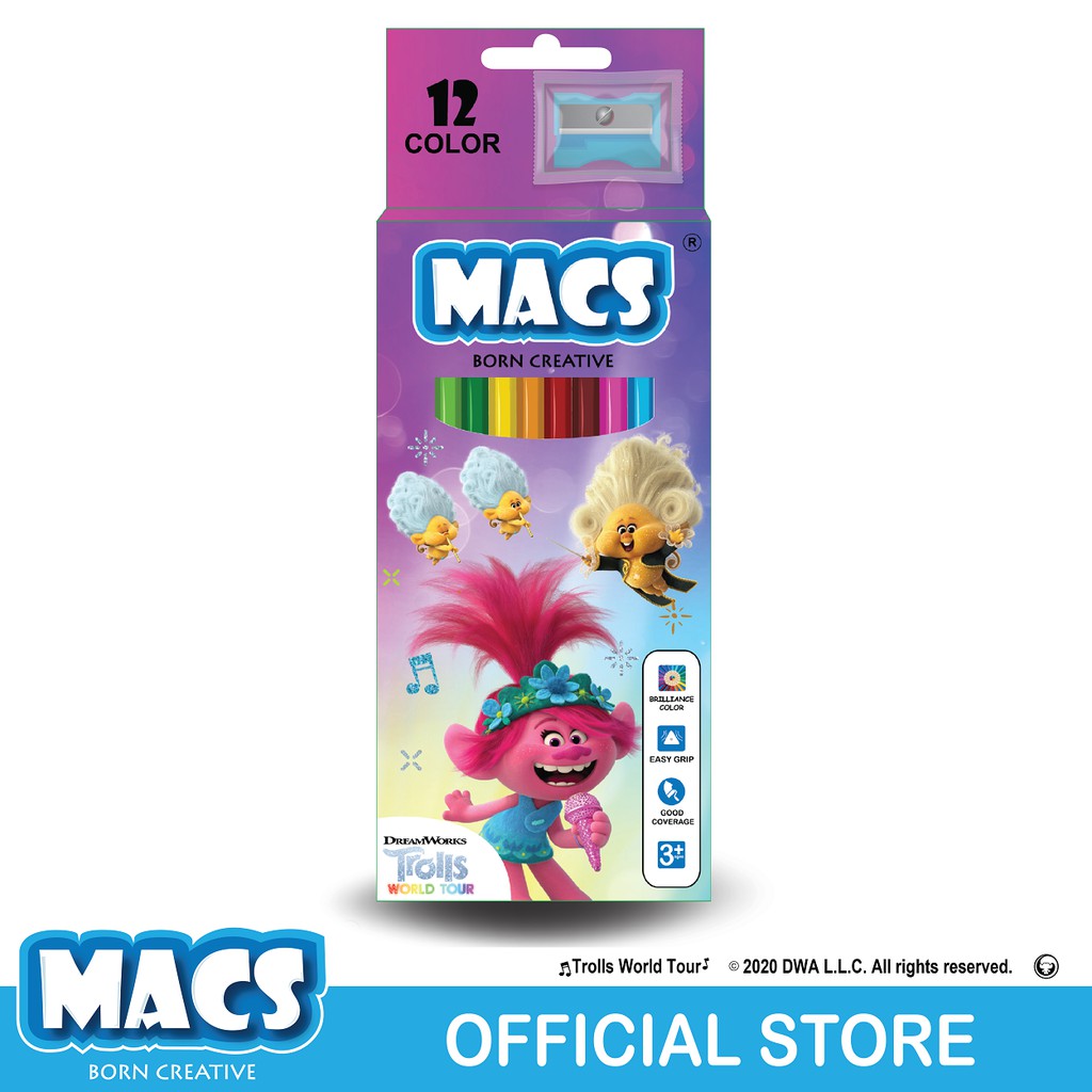 

MACS Pensil Warna film Trolls World Tour the movie 12 color pencils (purple)