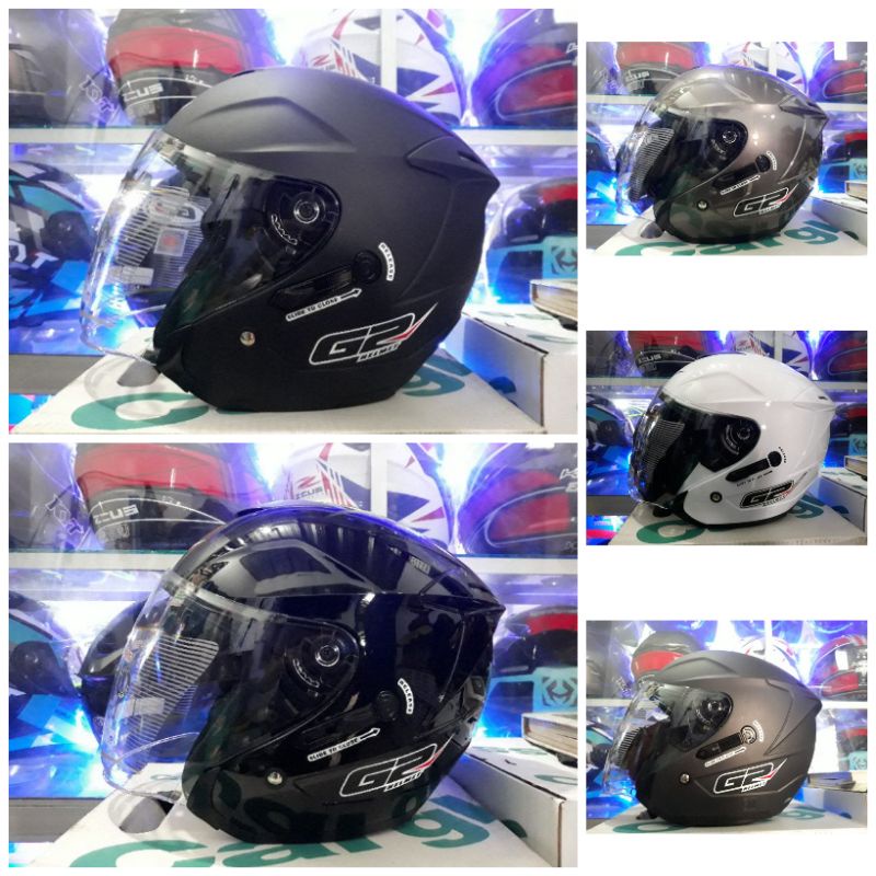 HELM G2 OPTIMAX SOLID ORIGINAL KACA DOUBLE VISOR HELM HALF FACE