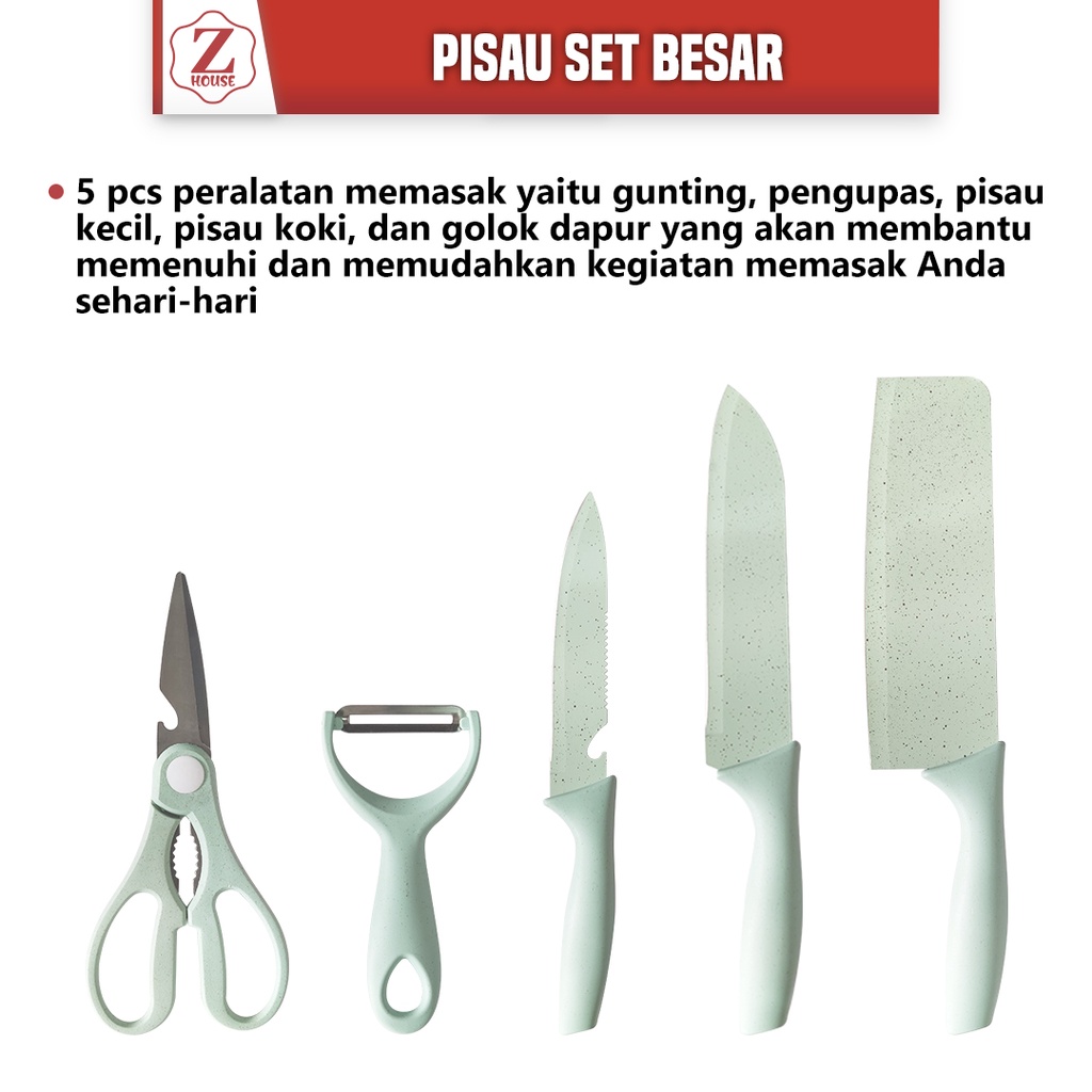 Pisau Set Warna Set 6 In 1 Pisau Set Warna Pastel Dengan Wadah Kitchen Knife 6 In 1 Dengan Wadah Berkualitas Pisau Dapur