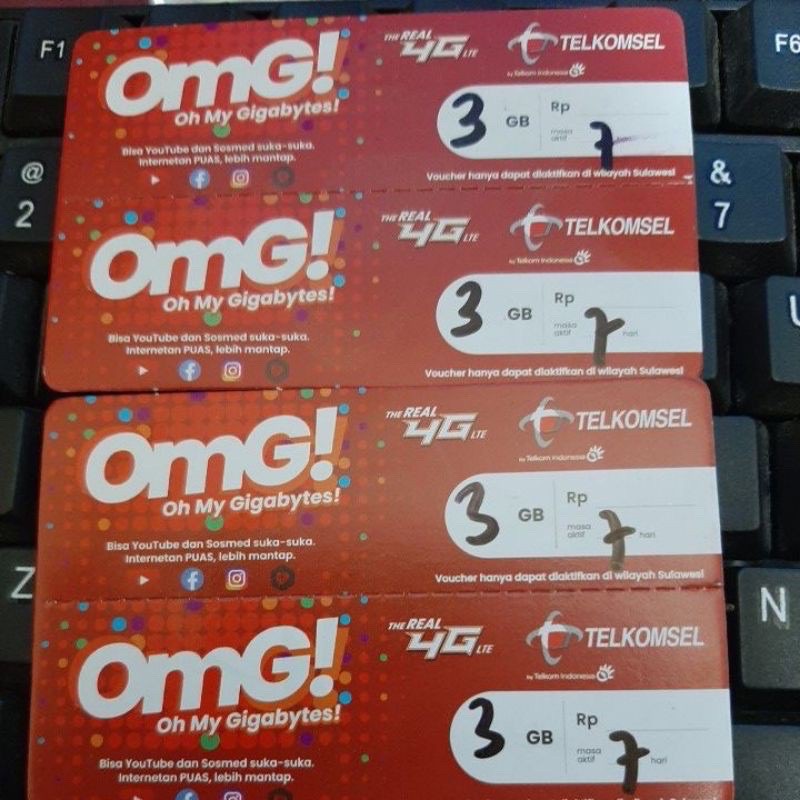 VOUCHER OMG TELKOMSEL 3GB 7HARI KALIMANTAN ZONA 1 [ CEK HARGA GROSIR ]
