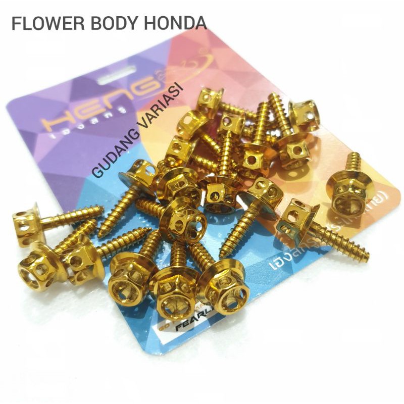 Baut probolt Body Honda Flower Gold Thailand 20 Pcs