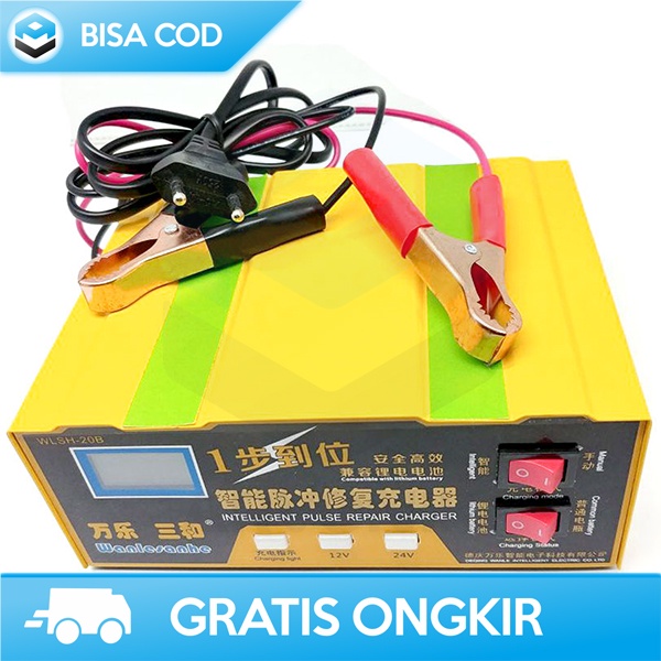 CHARGER AKI MOTOR DAN MOBIL 12V/24V ORI OTOHEROES DENGAN LCD INDIKATOR