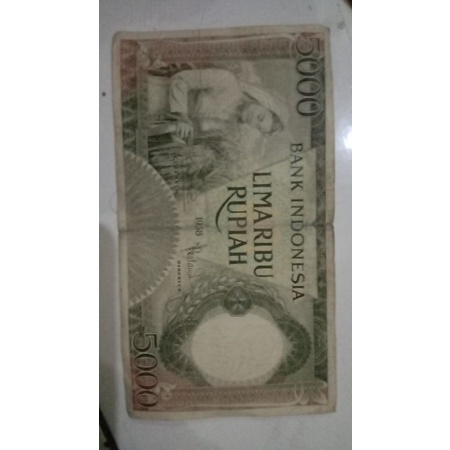 uang pecahan 5000 padi th 1968