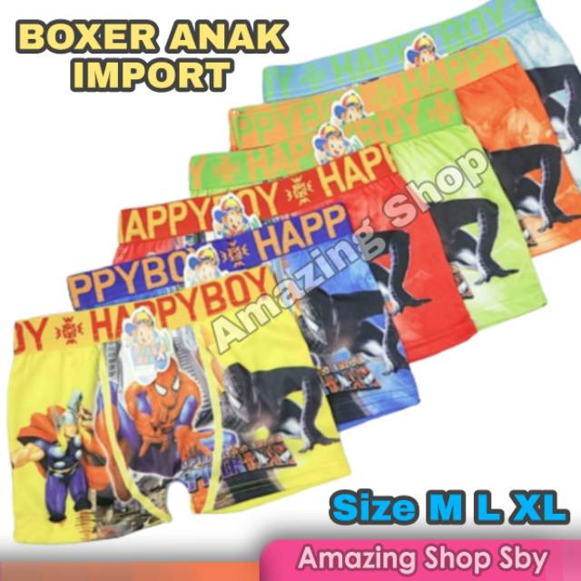 1 Lusin / 12 Pcs CD Boxer Anak Cowok Laki Laki Import Murah