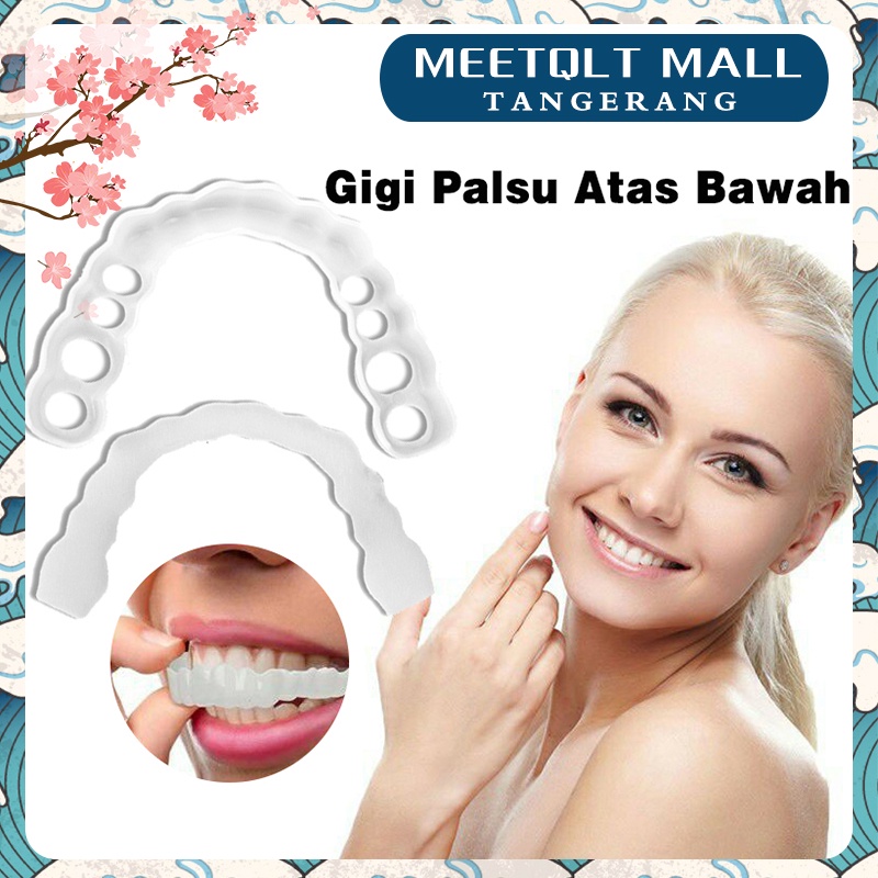 Snapon Smile Snap On Gigi Palsu 1 Set Atas Bawah Silikon Veneer Gigi Palsu Instan Original