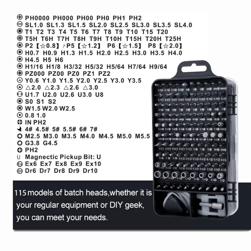 Screwdriver 115in1 Obeng Set Hp Laptop PS Jam Kacamata lengkap all in 1