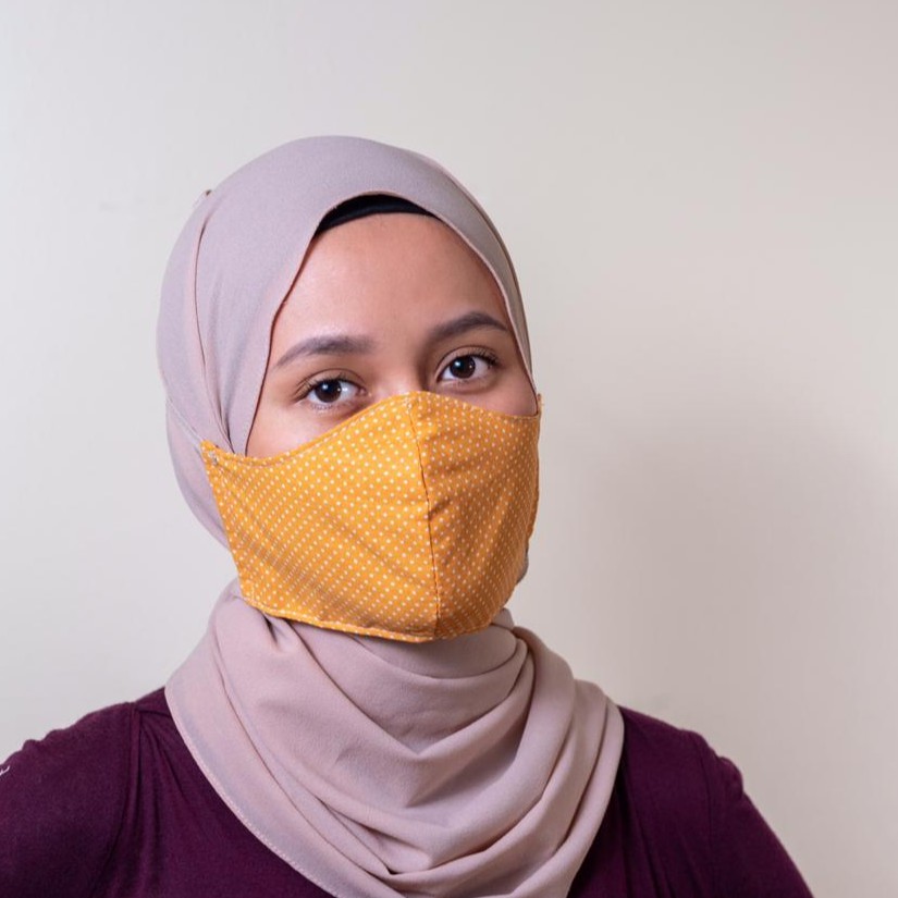 MASKER BAHAN KAIN KATUN 2 PLY LAPIS JAHITAN TENGAH TALI HIJAB MOTIF KOREA TEBAL / FACE MASK COTTON