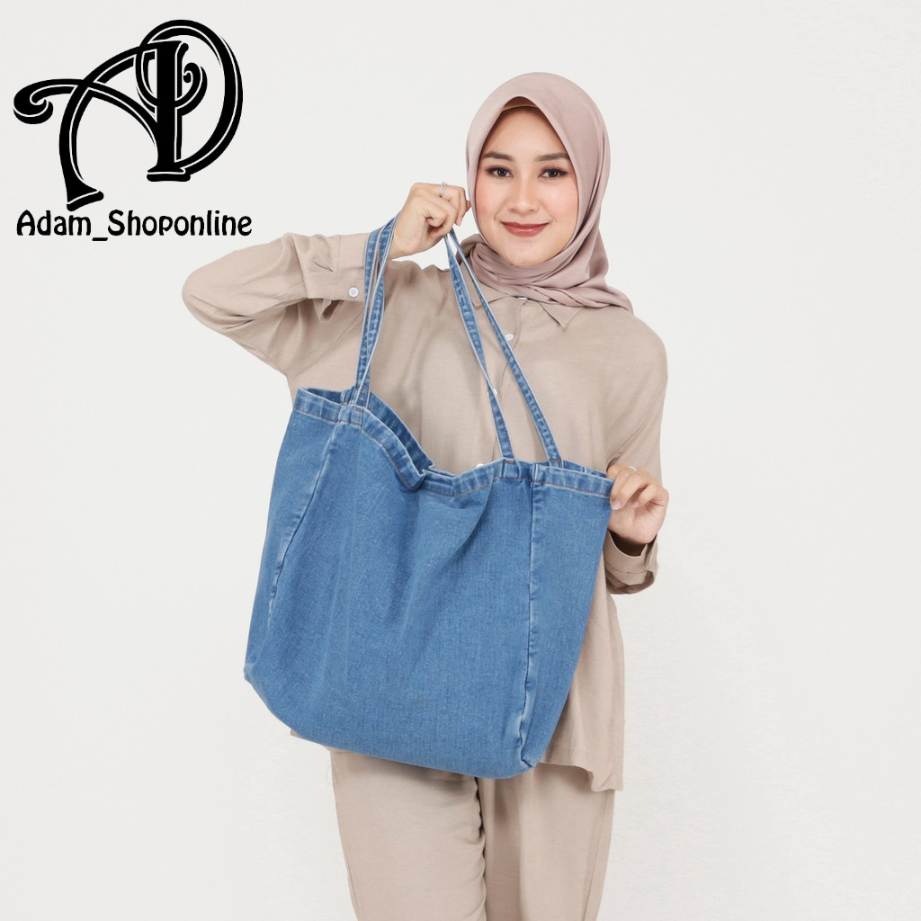 tote bag tas slempang jingjing wanita trendi  bahan jeans street  accecories  outfit hangout